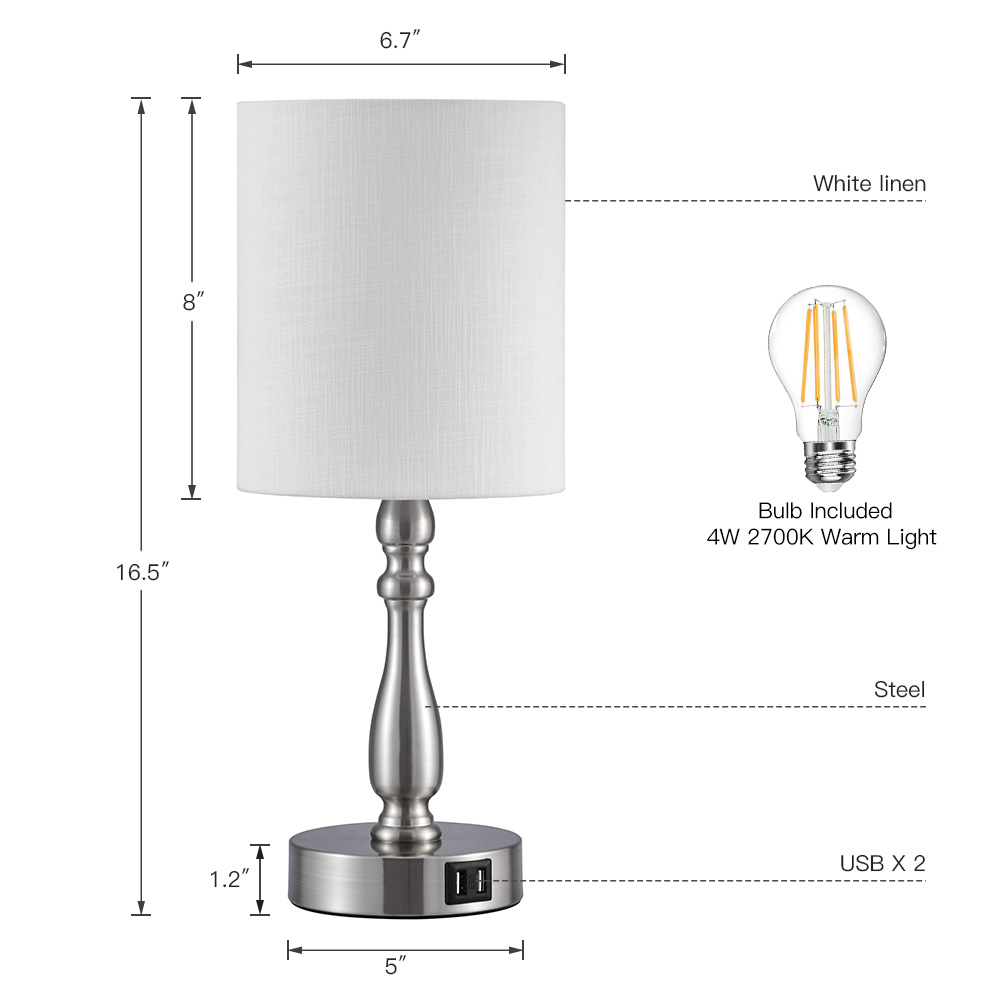 Lampe de Chevet Tactile avec Ports de Charge USB-A + USB-C, Intensité  Variable 3 Voies, Abat-jour en Tissu de Lin, Base en Bois, Petite Lampe de  Table pour Chambrer Salon (Ampoule Incluse)