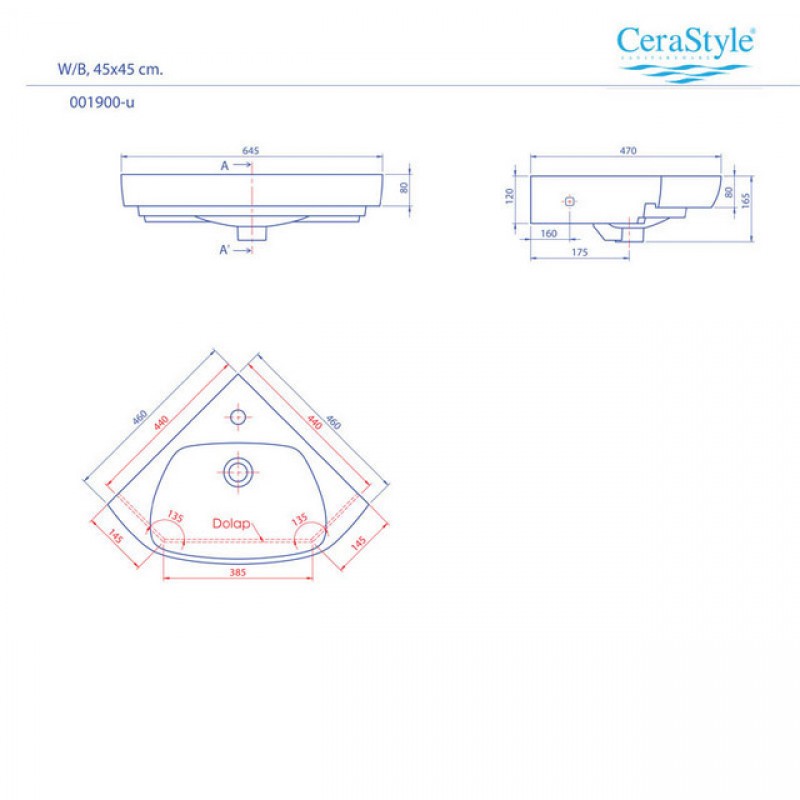 CeraStyle by Nameeks Arda Glossy White Ceramic Corner Bathroom 