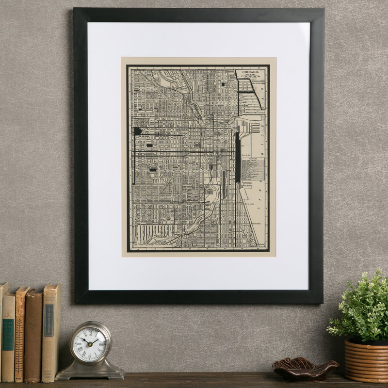 Birch Lane™ Vintage Chicago Map Framed Print & Reviews Wayfair