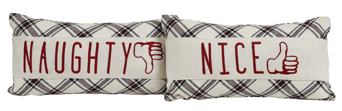 Ball Ground 2 Piece Naughty and Nice Lumbar Pillow Set