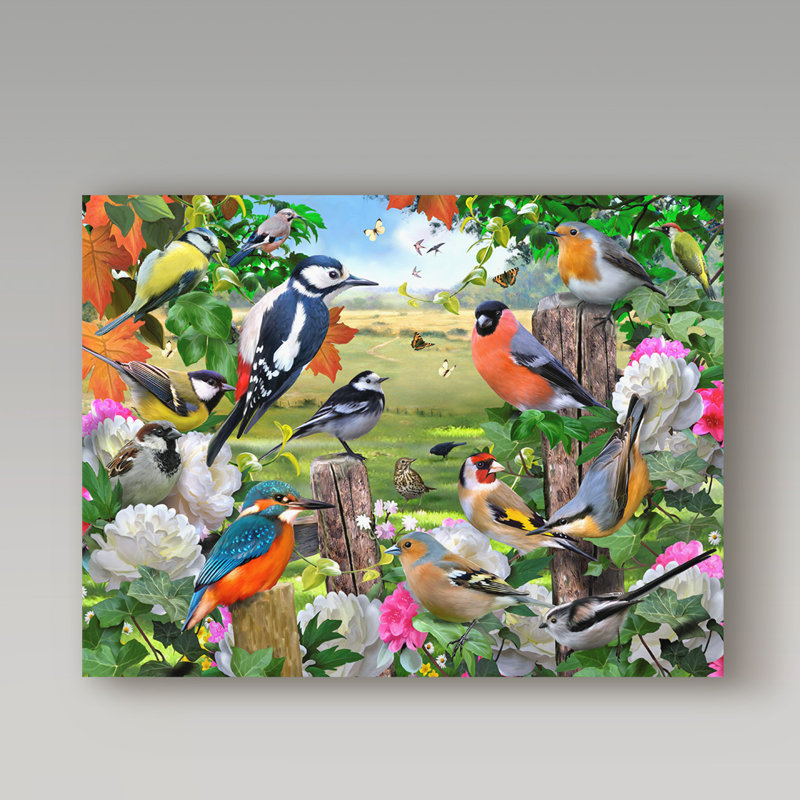 Trademark Art Colorful Birds Acrylic Painting Print On Wrapped