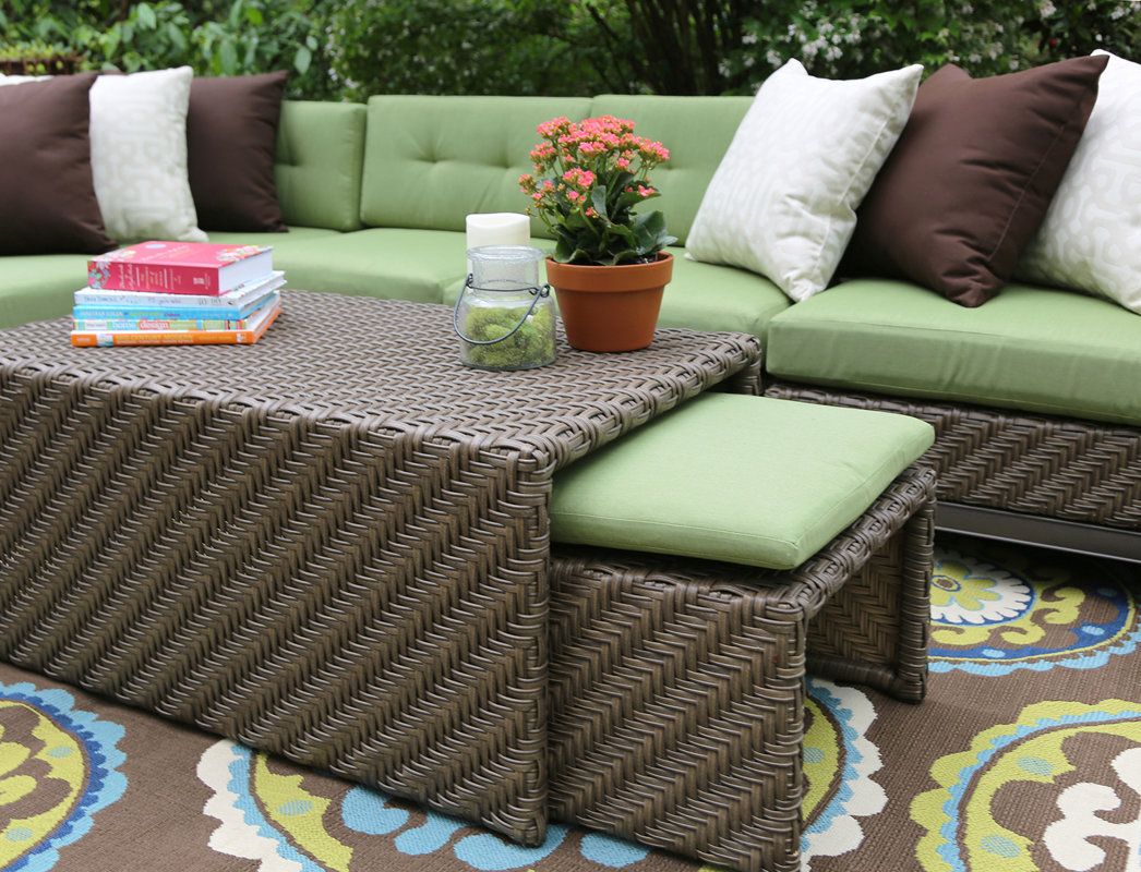 AE Outdoor Hampton 8 Piece Sunbrella Sectional Set with Cushions