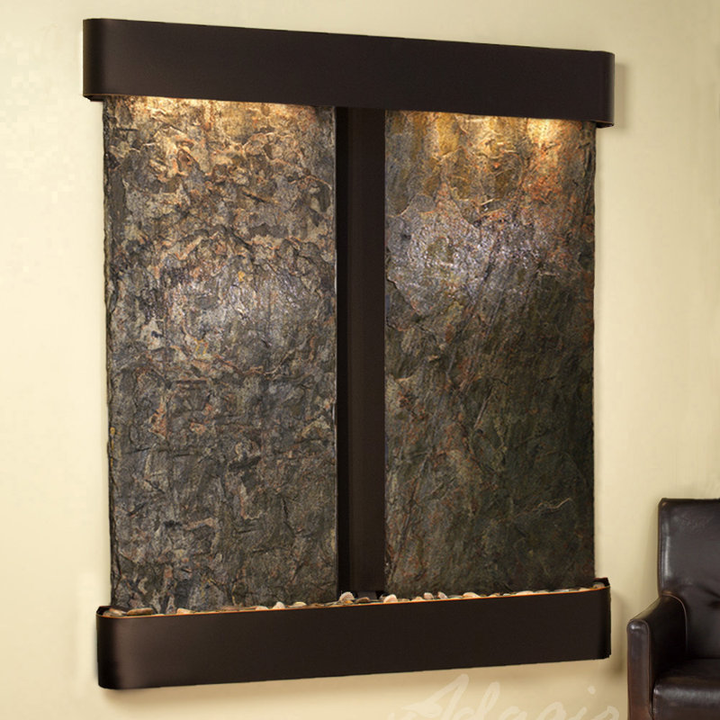 Cottonwood Falls Natural Stone/Metal Wall Fountain with Light