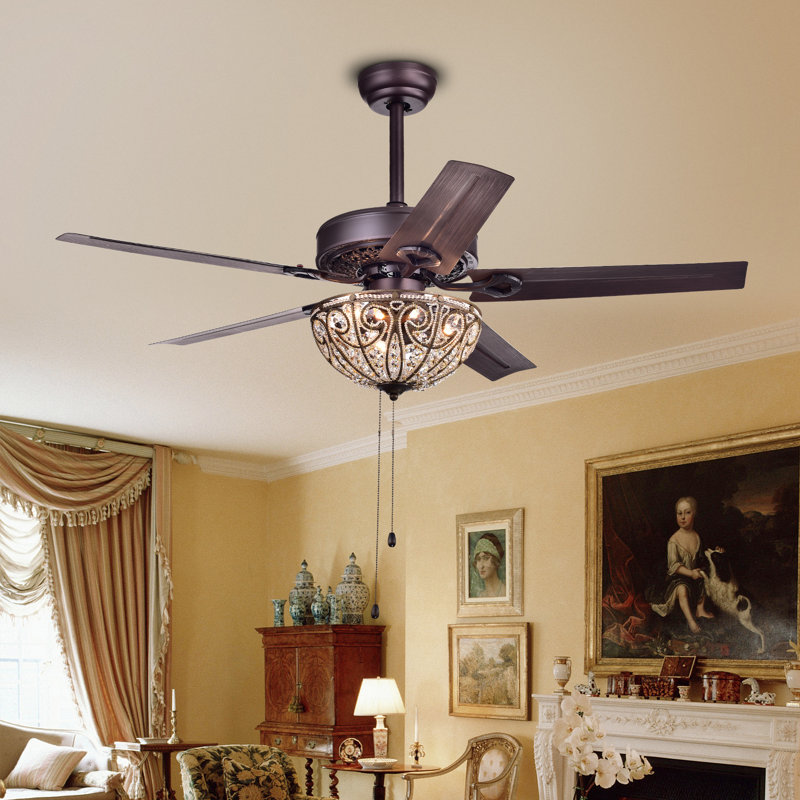 Astoria Grand 5 Blade Crystal Light Ceiling Fan Reviews Wayfair 5 Blade Crystal Light Ceiling Fan