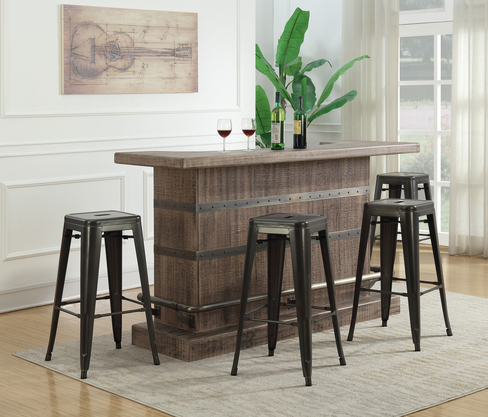 Williston Forge Dasilva 5 Piece Bar Set With Wine Storage Williston Forge Dasilva 5 Piece Bar Set