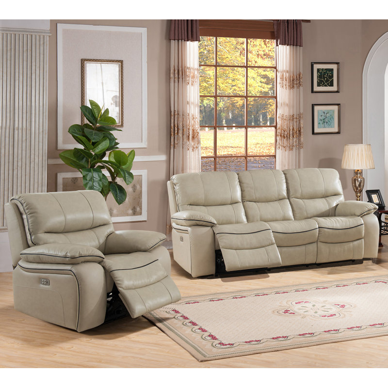 Red Barrel Studio Deshaun Reclining 2 Piece Leather Living Room