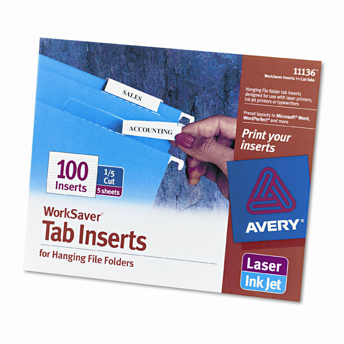 Avery Dennison Printable Inserts For Hanging File Folders 100