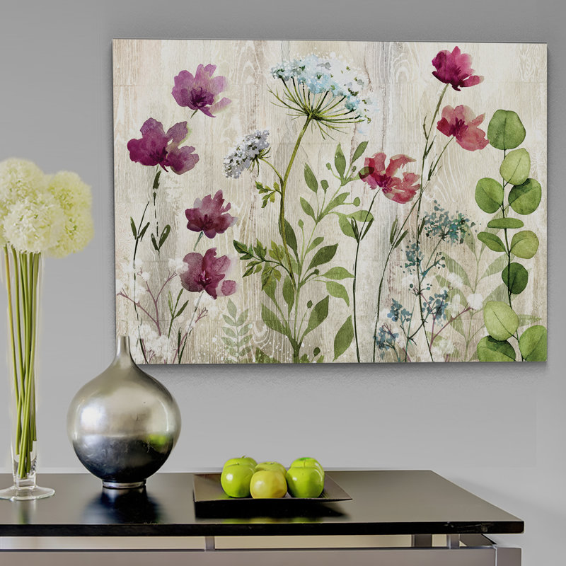 floral wall art - 'Meadow Flowers I' Watercolor Painting Print on Wrapped Canvas