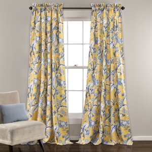 Panagia Nature/Floral Blackout Thermal Rod Pocket Curtain Panels (Set of 2)