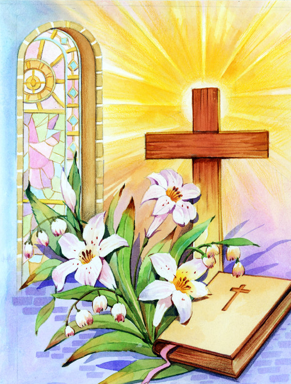 Caroline S Treasures Easter Cross And Bible In Stain Glass Window