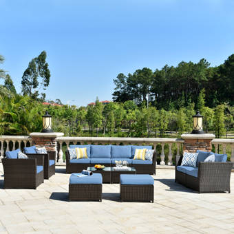 Rosecliff Heights Marcell 3 Piece Teak Sofa Seating Group With Sunbrella Cushions Wayfair