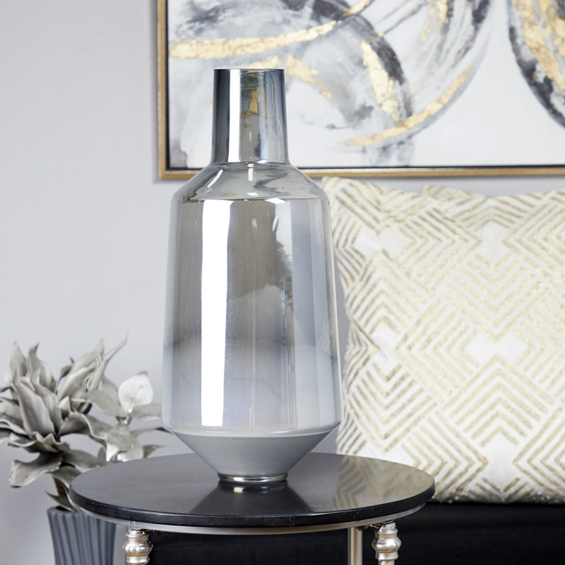 Wrought Studio Luce Iridescent Handmade Blown Glass Floor Vase