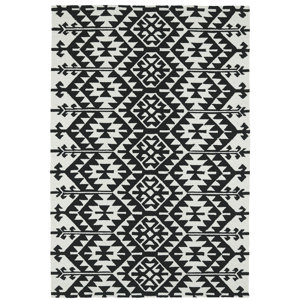 Handmade Black / Ivory Indoor / Outdoor Area Rug