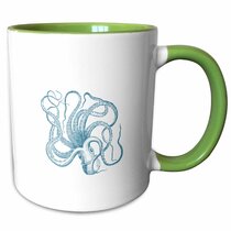 Handmade 3D Green Octopus Style Ornaments Bottle Blue Background Art Decorative Glass Luminous Mug 