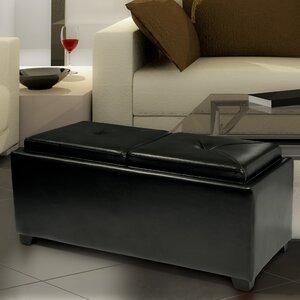 Cassy Leather Storage Tray Ottoman