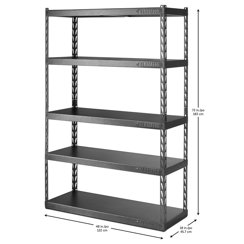 Hardware /& Outdoor Heavy Duty Garage Shelf Steel Metal Storage 5 Level Adjustable Shelves Unit 72 H x 48 W x 24 Deep