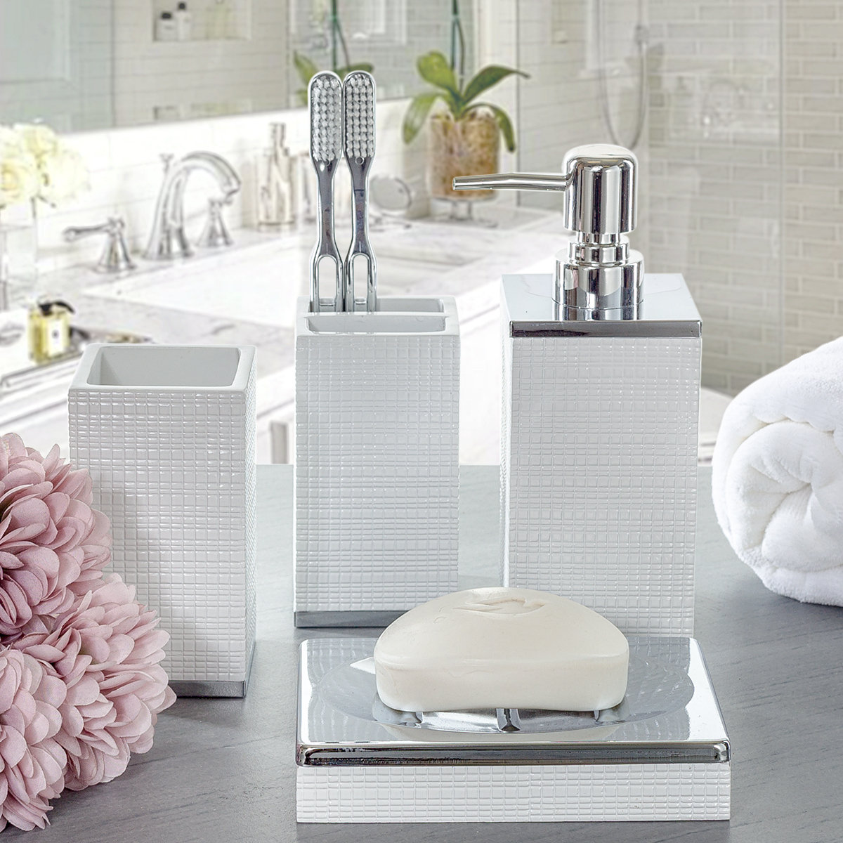 Despain 4 Piece Bathroom Accessory Set Despain 4 Piece Bathroom Accessory Set