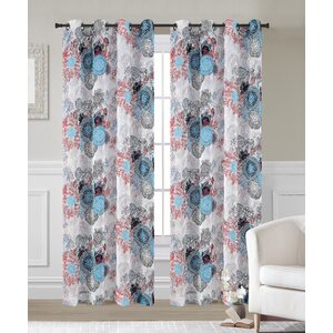Greenwich Abstract Sheer Grommet Curtain Panels (Set of 2)