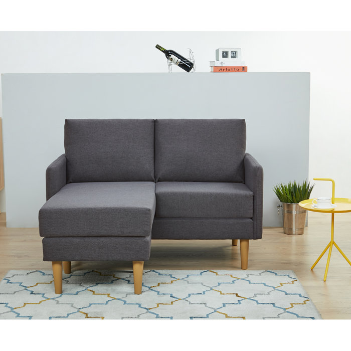 Wrought Studio Mid Century Modern 2 Seat Light Grey Fabric Sofa