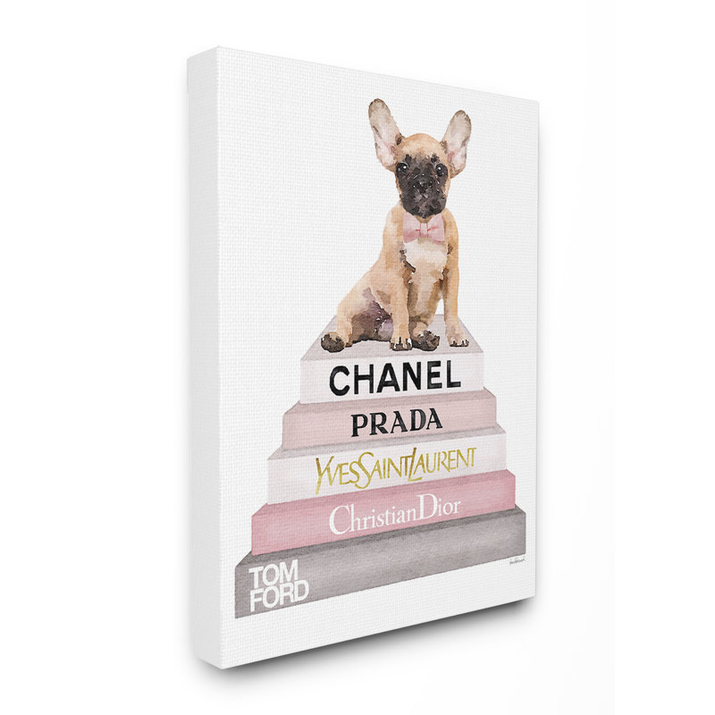 Mercer41 High Fashion Bookstack French Bulldog Watercolor