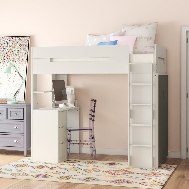 Mack & Milo Adne Wooden Twin Loft Bed with Drawers and ...