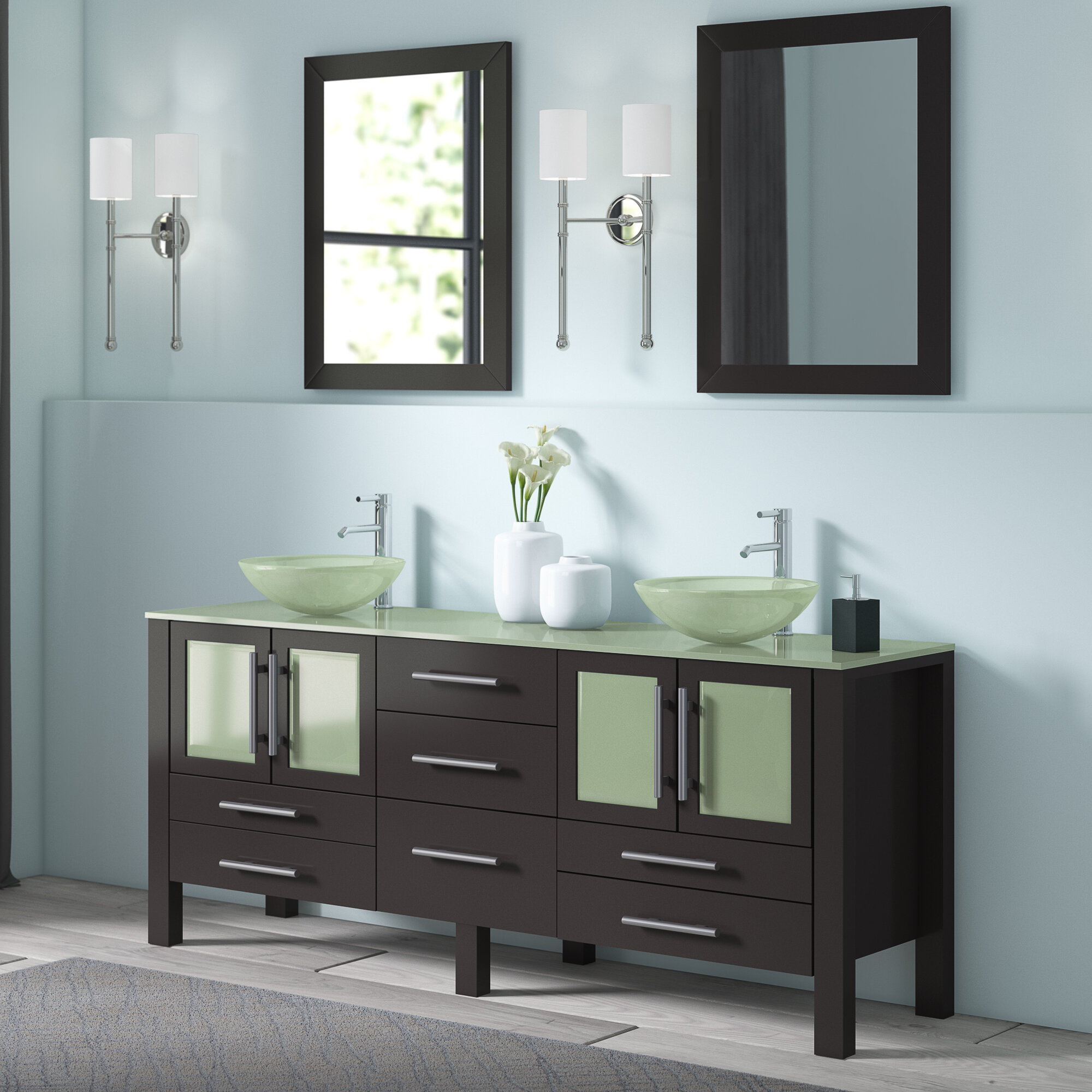 Orren Ellis Lisenby 71 Double Bathroom Vanity Set With Mirror Reviews Wayfair