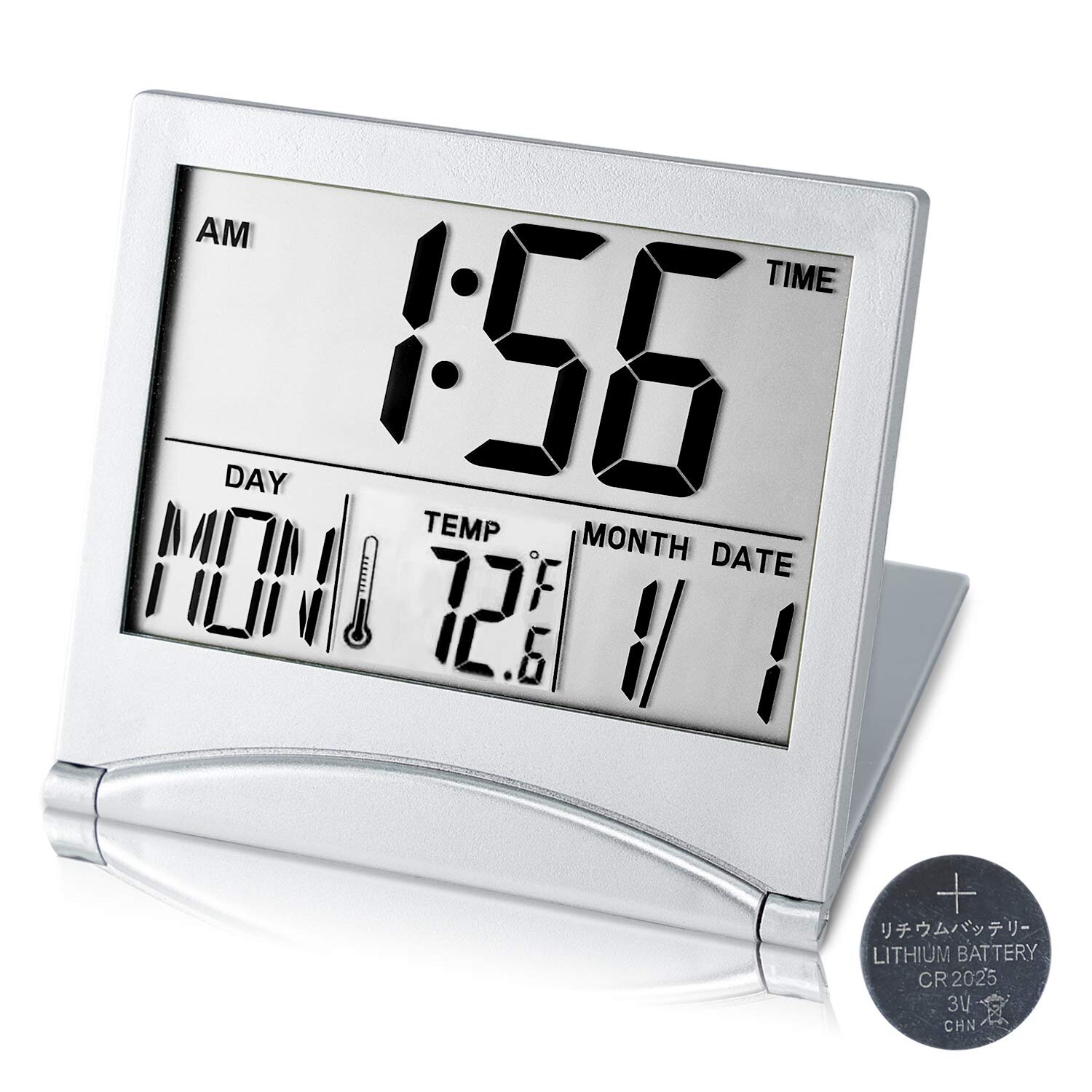 LCD Digital Table Clock Calendar Thermometer Humidity Alarm 12/24 Hour Timer