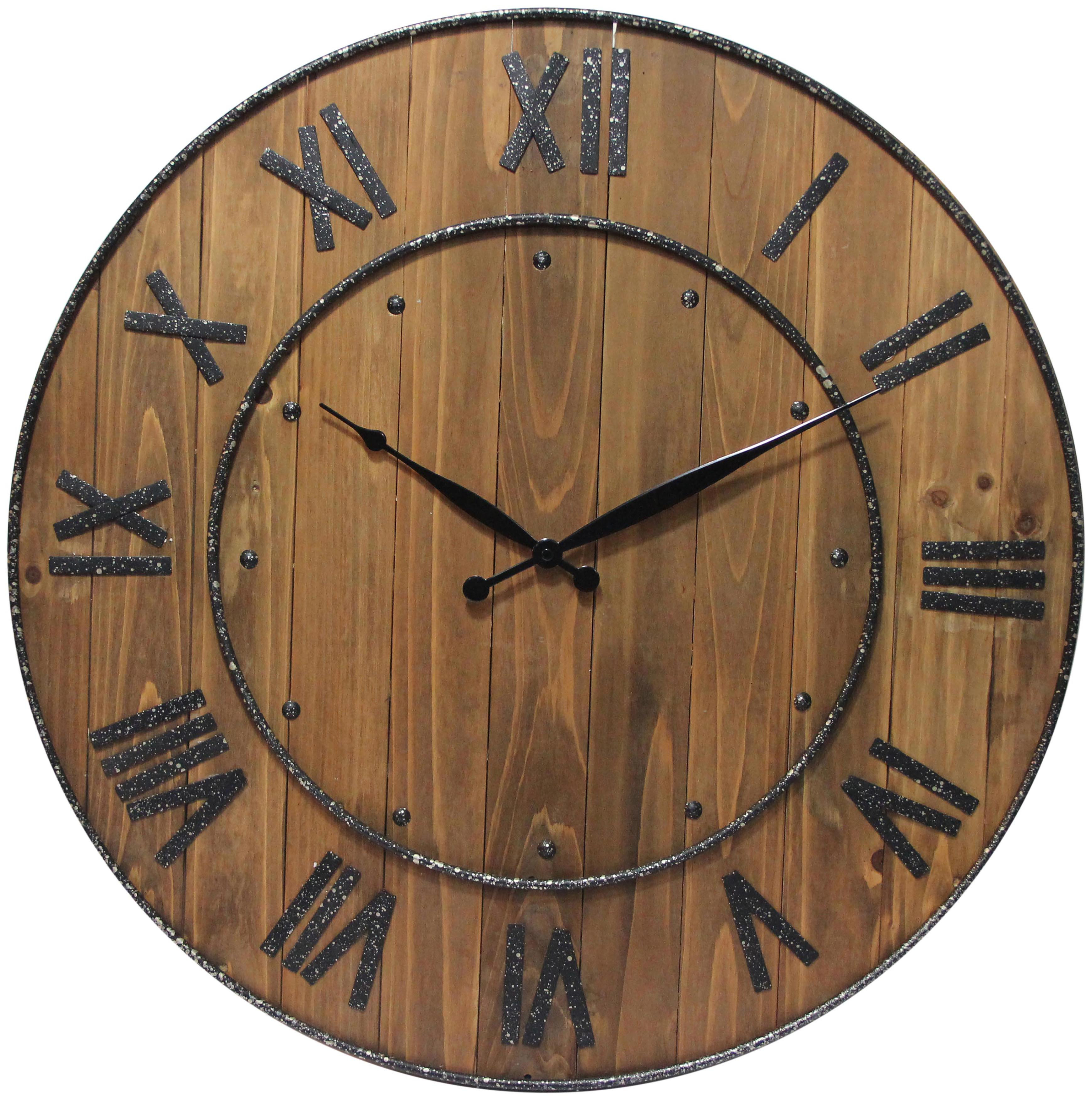 Large Brown Roman Numeral Indoor//Outdoor Clock Modern Time Metal Face Cog Retro