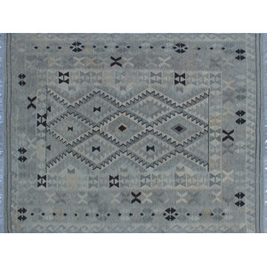 One-of-a-Kind Vallejo Kilim Southwestern Hand-Woven Beige Wool Area Rug