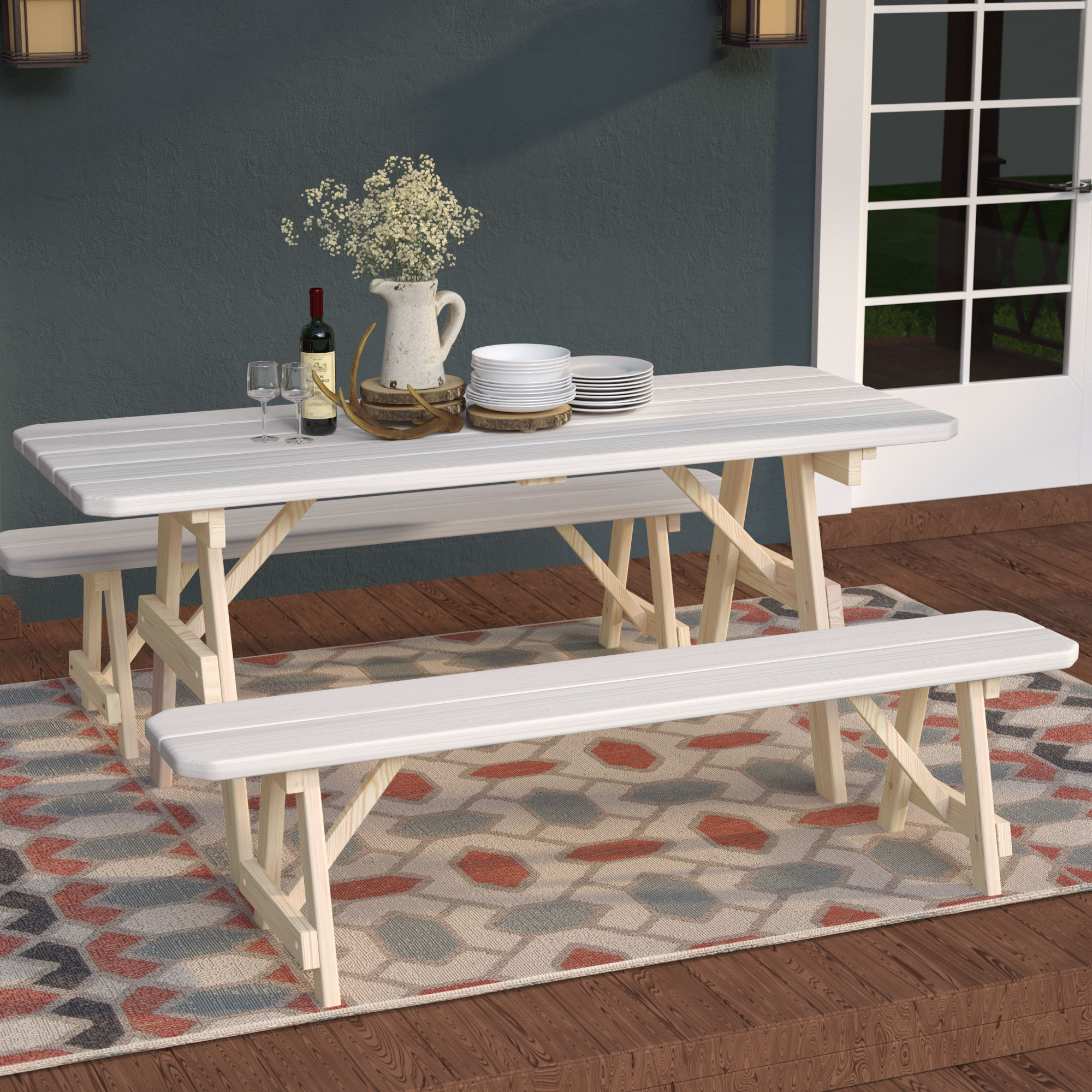 Loon Peak Summerhill 3 Piece Picnic Table Wayfair Loon Peak Summerhill 3 Piece Picnic