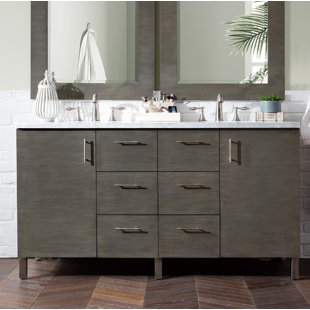 48 Inch Vanity With Quartz Top Wayfair Elbridge 60 Single Silver Oak Quartz Top Bathroom Vanity Set