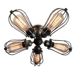 Squirrel Cage 5-Light Semi Flush Mount