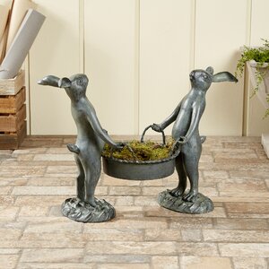 Gardener Bunnies Statue with Plant Holder