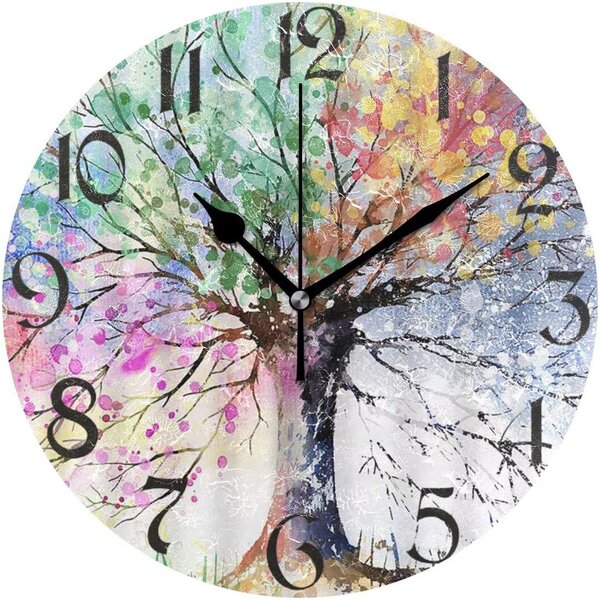 Quiet Battery Operated Clock Beautiful Flower Shape Wall Clock for Kids Blue Flower Shape Wall Clock for Kids Room Decoration Moving Eyes Clock 5 Vibrant Colors Best Kids Bedroom Décor