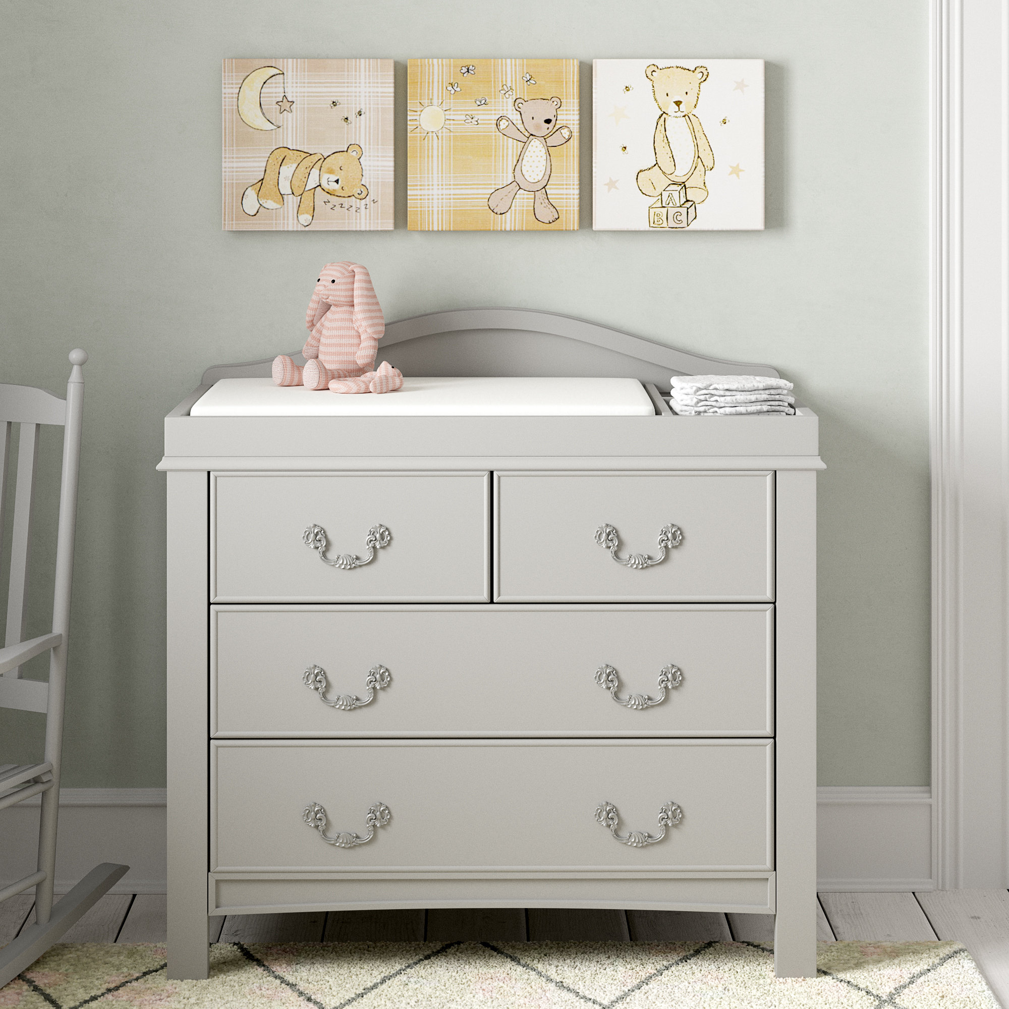 nappy change table with drawers