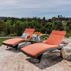 Hans Cagliari 3 Piece Wicker Chaise Lounge Set with Cushion