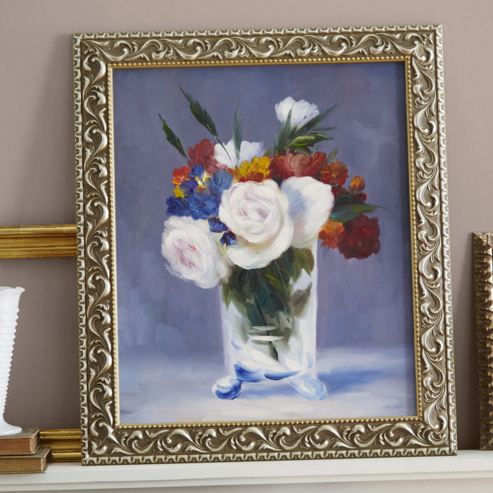Tori Home Flowers In A Crystal Vase By Edouard Manet Framed