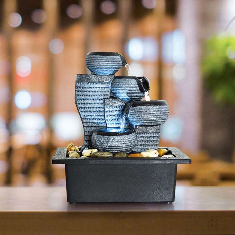 Wature Resin Desktop Waterfall Fountain Decor Indoor Portable