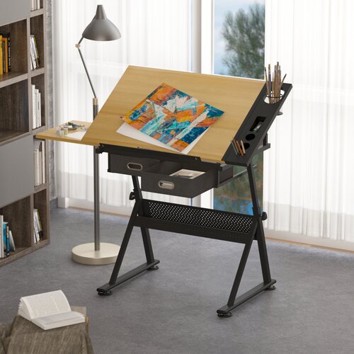 Inbox Zero Professional Drawing Table, Wooden Drawing Table, Height ...