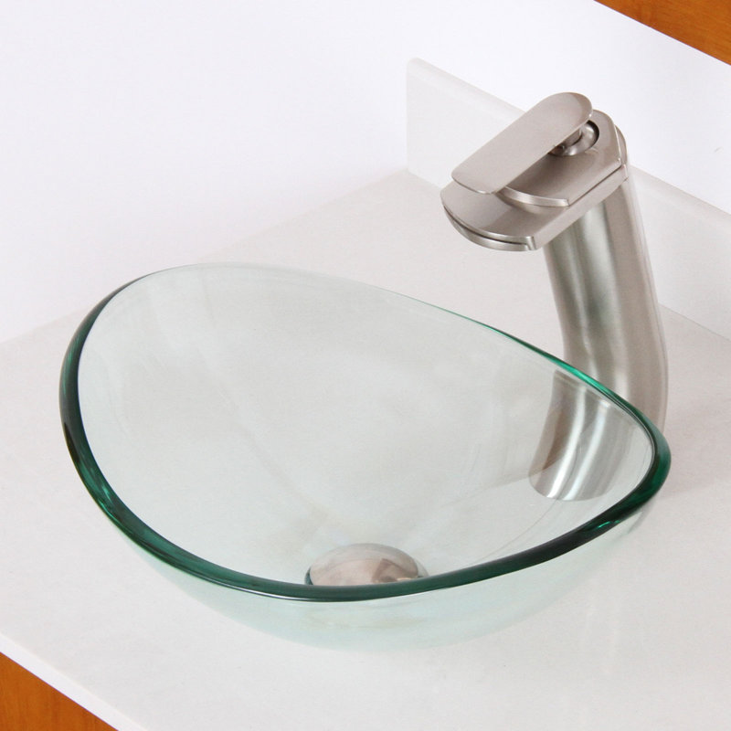 Elite Mini Tempered Glass Oval Vessel Bathroom Sink & Reviews Wayfair