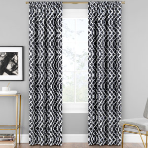 Moses Geometric Blackout Rod Pocket Single Curtain Panel