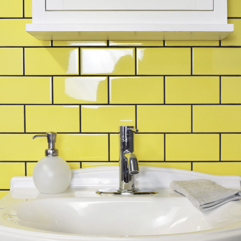 Elitetile Prospect 3 X 6 Ceramic Subway Tile In Glossy Canary Prospect 3 X 6 Ceramic Subway Tile In Glossy Canary Yellow