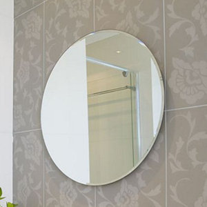 Beveled Polished Frameless Wall Mirror with Hooks