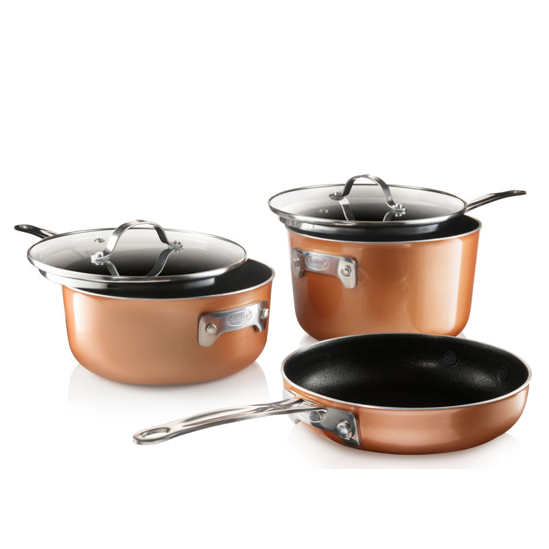 Gotham Steel Stackable Space Saving 5 Piece Aluminum Non Stick Cookware