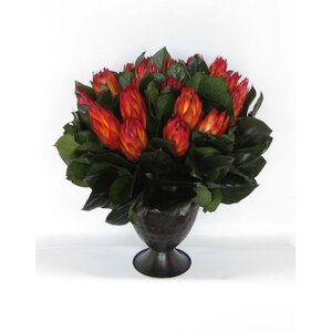 Metal Trophy Small Vase with Protea