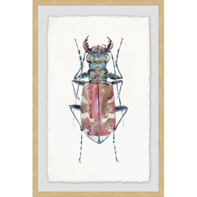 'Pink Marbled Bug' Framed Watercolor Painting Print Ebern Designs Size: 30