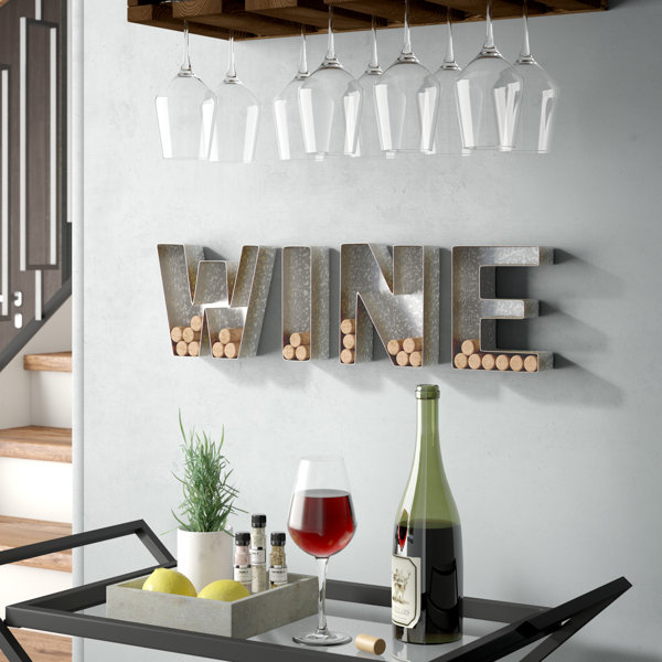 S Metal Monogram Letter Shaped Initial Wine Cork Holder Wall Art