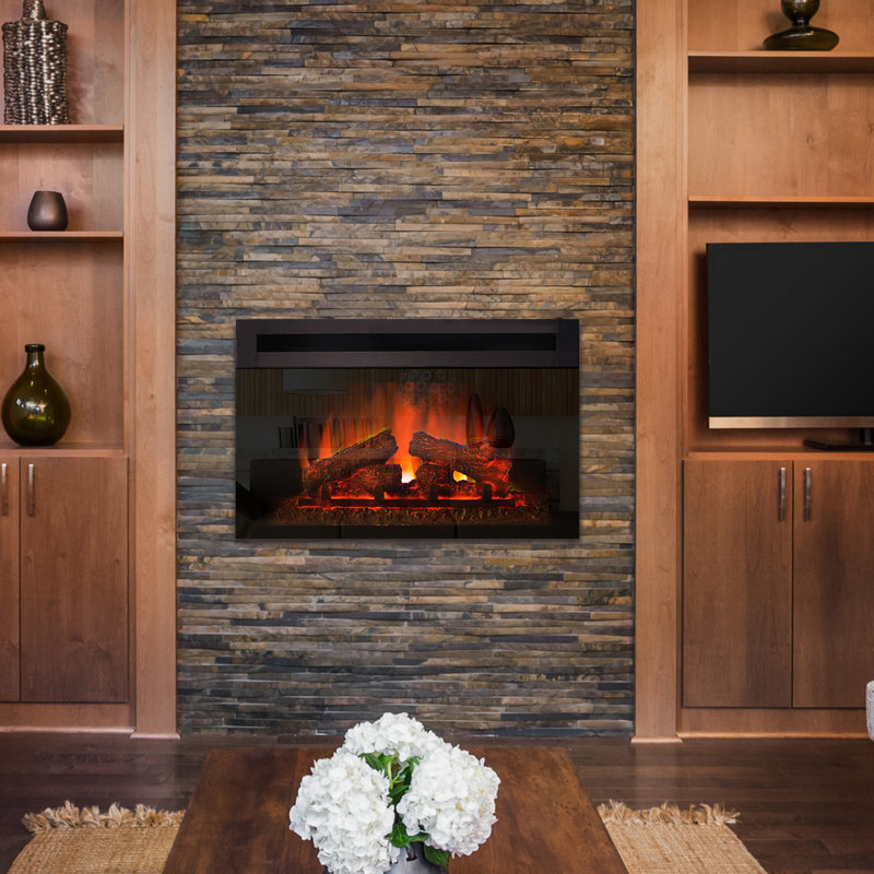 Orren Ellis Kingsley Custom Designer Recessed Electric Fireplace