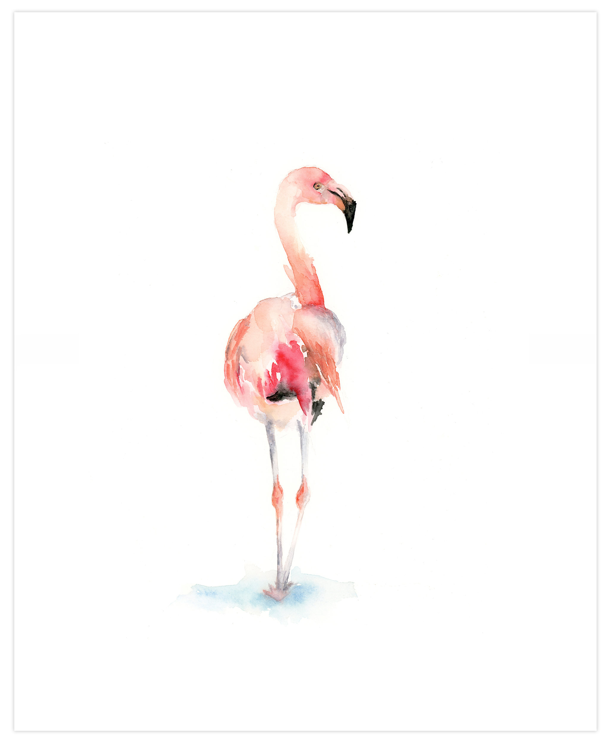 Ebern Designs Watercolor Flamingo Watercolor Painting Print
