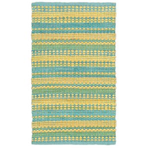 Dhurry Hand-Tufted Cotton Blue & Yellow Area Rug